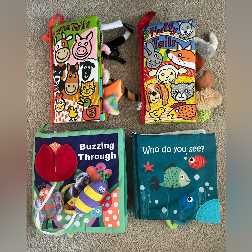 LOT Touch and Feel Sensory Activity Cloth Books Manhattan Toy Jellycat